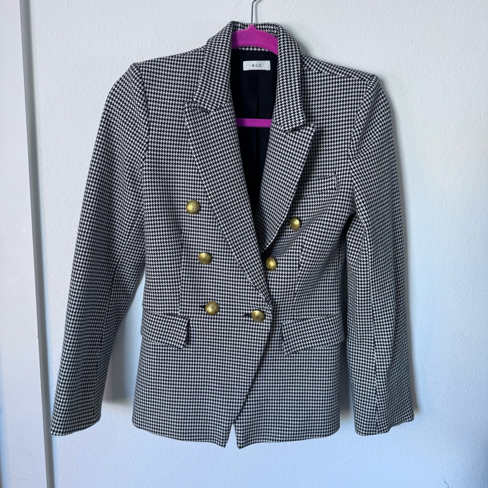 A.L.C. Black and White Women's Blazer Houndstooth 2 Sedgwick
